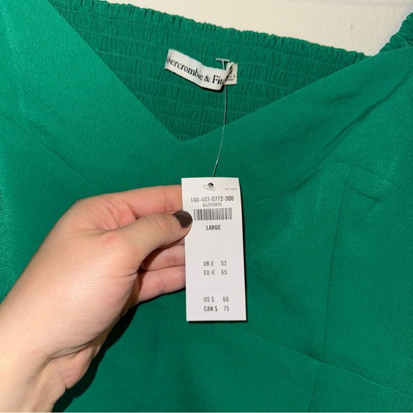 NWT | Abercrombie | Green | Puff Sleeve Corset Sweetheart Top - Picture 3 of 5